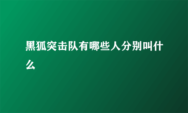 黑狐突击队有哪些人分别叫什么