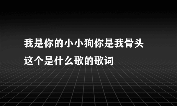 我是你的小小狗你是我骨头 这个是什么歌的歌词