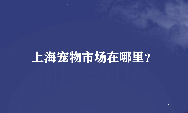 上海宠物市场在哪里？