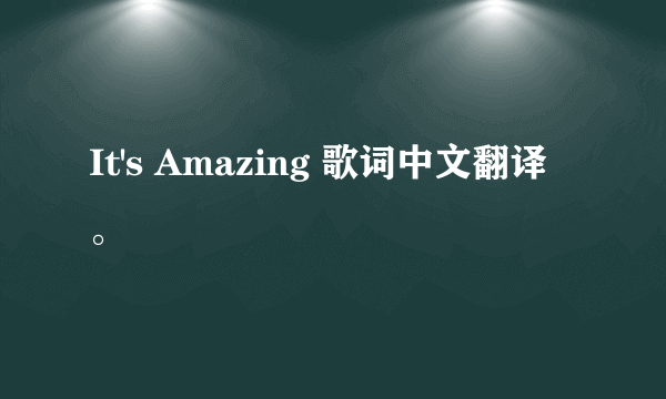 It's Amazing 歌词中文翻译。