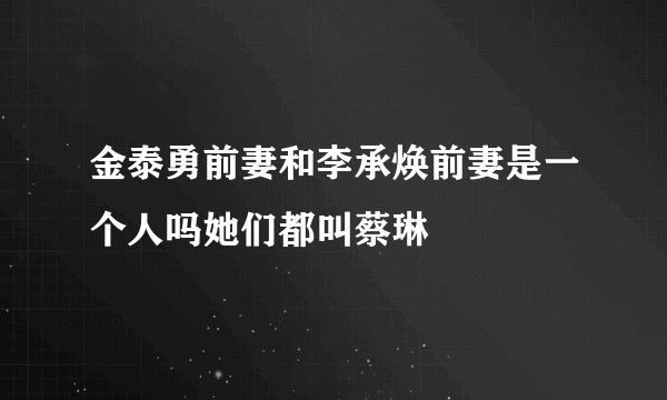 金泰勇前妻和李承焕前妻是一个人吗她们都叫蔡琳