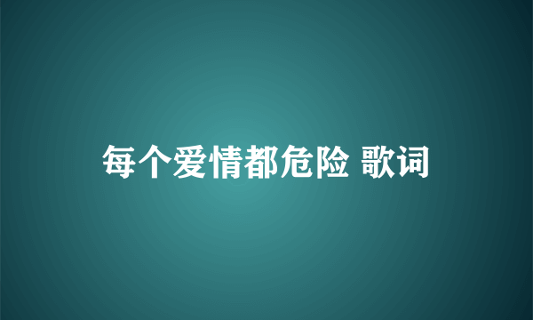 每个爱情都危险 歌词