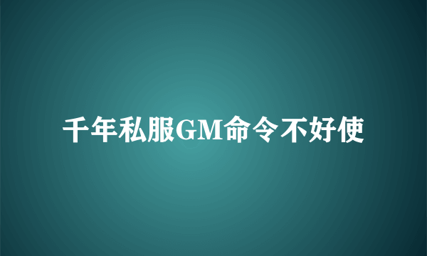 千年私服GM命令不好使