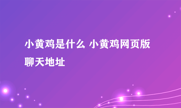 小黄鸡是什么 小黄鸡网页版聊天地址