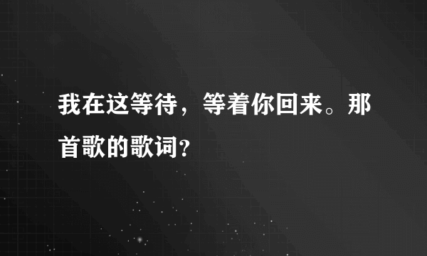 我在这等待，等着你回来。那首歌的歌词？