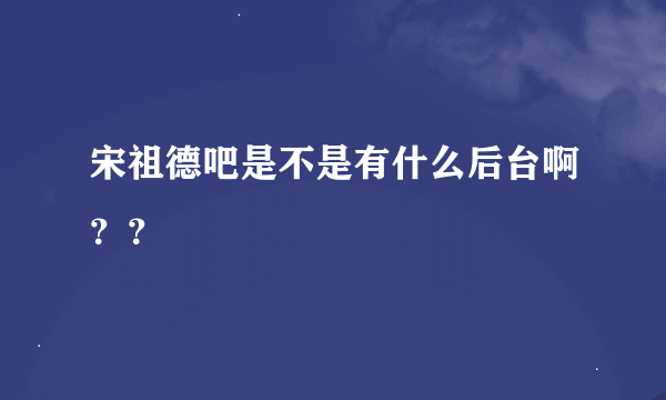 宋祖德吧是不是有什么后台啊？？