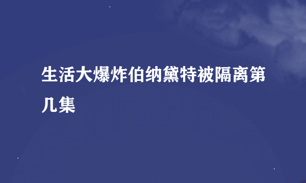 生活大爆炸伯纳黛特被隔离第几集