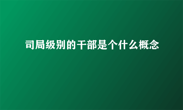 司局级别的干部是个什么概念