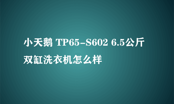 小天鹅 TP65-S602 6.5公斤 双缸洗衣机怎么样