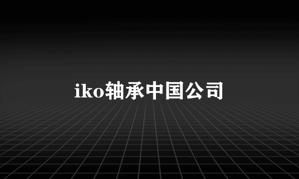 iko轴承中国公司