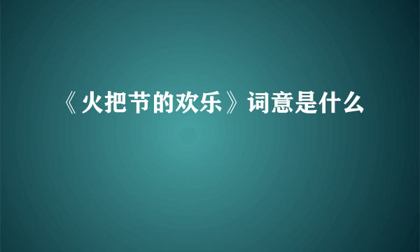 《火把节的欢乐》词意是什么