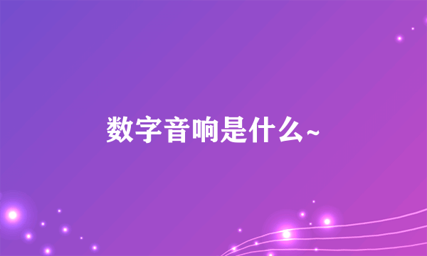 数字音响是什么~