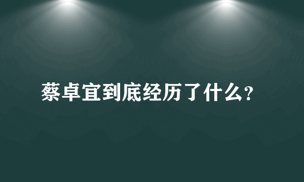 蔡卓宜到底经历了什么？