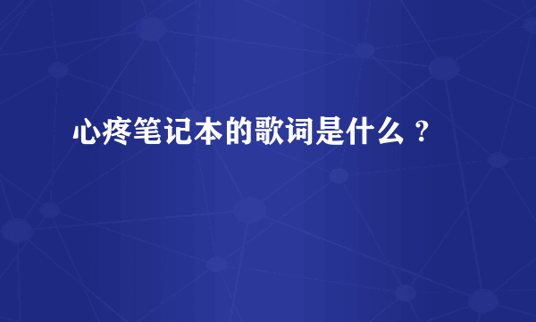 心疼笔记本的歌词是什么 ?