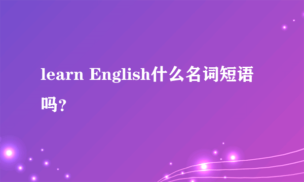 learn English什么名词短语吗？