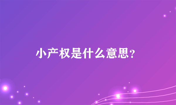 小产权是什么意思？