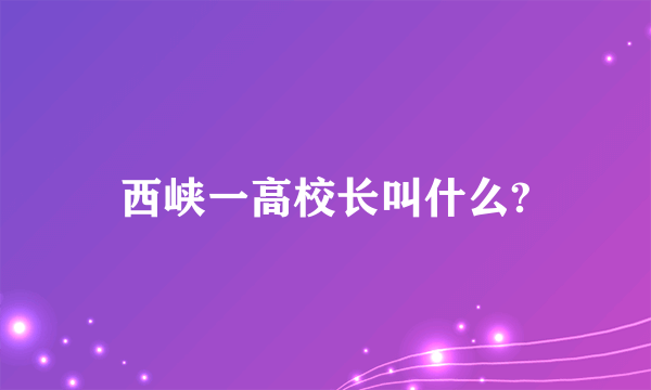 西峡一高校长叫什么?