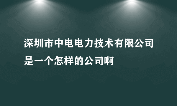 深圳市中电电力技术有限公司是一个怎样的公司啊