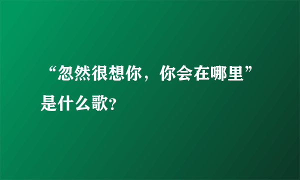 “忽然很想你，你会在哪里”是什么歌？