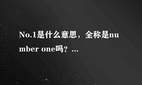 No.1是什么意思，全称是number one吗？有没有第一次或者第一遍的意思？