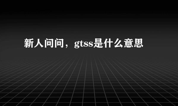 新人问问，gtss是什么意思