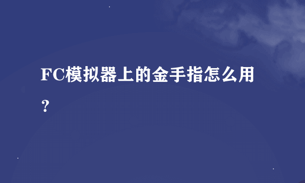 FC模拟器上的金手指怎么用？