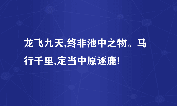 龙飞九天,终非池中之物。马行千里,定当中原逐鹿!