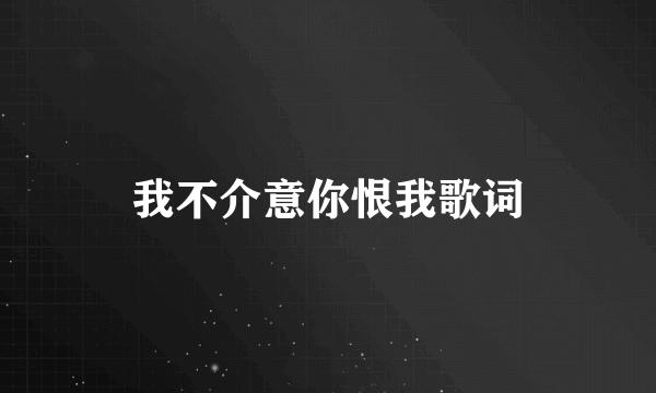 我不介意你恨我歌词