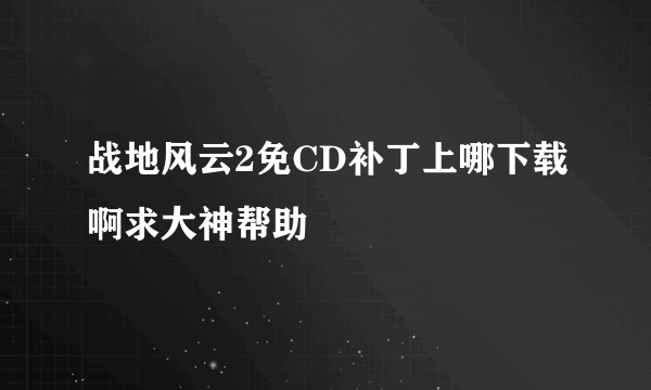 战地风云2免CD补丁上哪下载啊求大神帮助