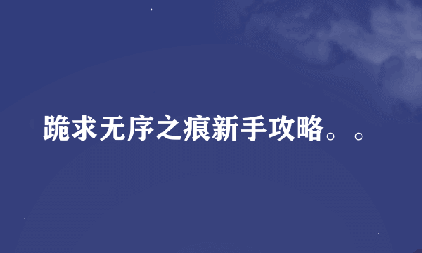 跪求无序之痕新手攻略。。