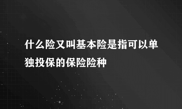 什么险又叫基本险是指可以单独投保的保险险种