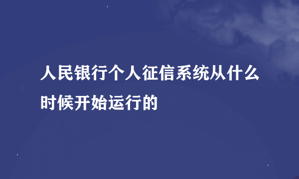 人民银行个人征信系统从什么时候开始运行的