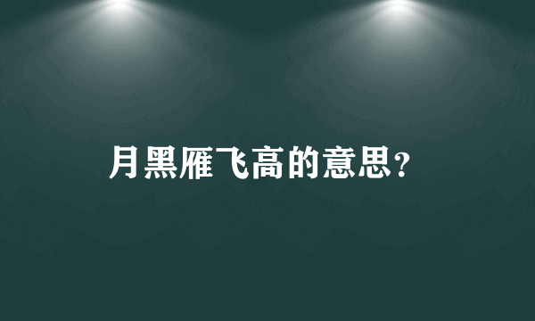 月黑雁飞高的意思？