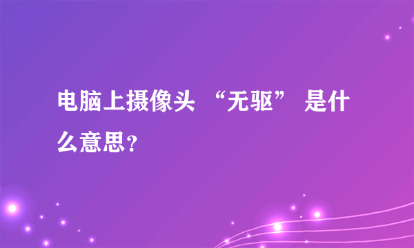 电脑上摄像头 “无驱” 是什么意思？