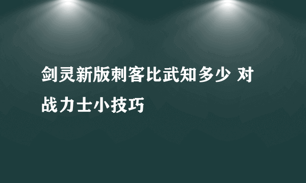 剑灵新版刺客比武知多少 对战力士小技巧