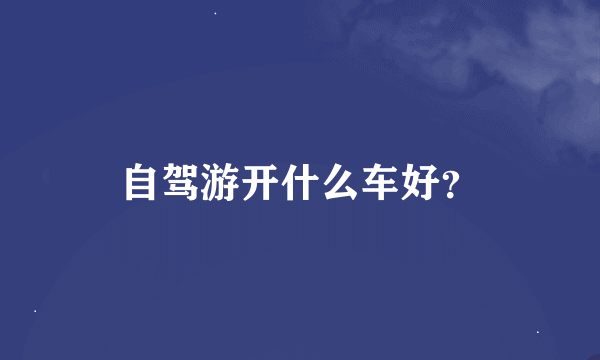 自驾游开什么车好？