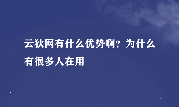 云狄网有什么优势啊？为什么有很多人在用