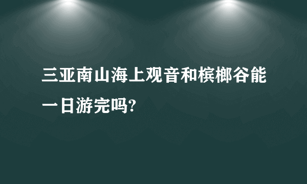 三亚南山海上观音和槟榔谷能一日游完吗?