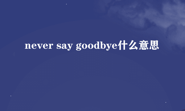 never say goodbye什么意思