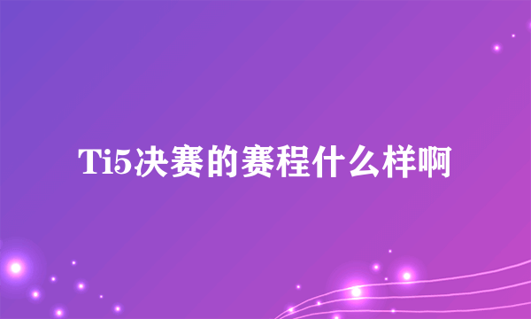 Ti5决赛的赛程什么样啊