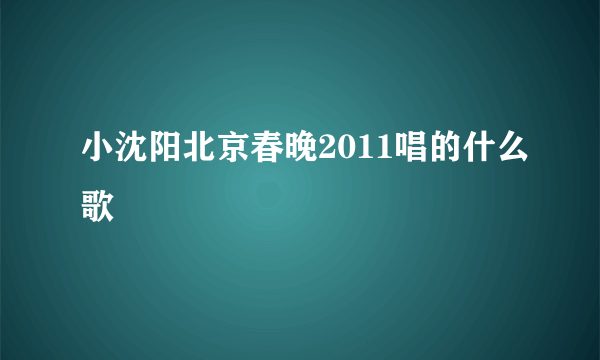 小沈阳北京春晚2011唱的什么歌