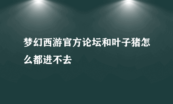 梦幻西游官方论坛和叶子猪怎么都进不去