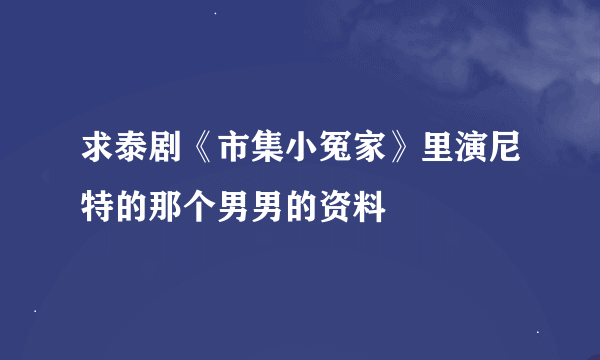 求泰剧《市集小冤家》里演尼特的那个男男的资料