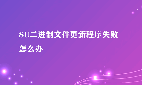 SU二进制文件更新程序失败怎么办