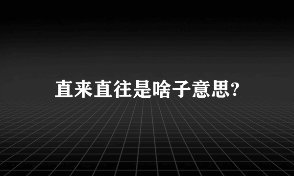 直来直往是啥子意思?