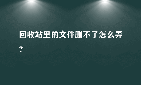 回收站里的文件删不了怎么弄？