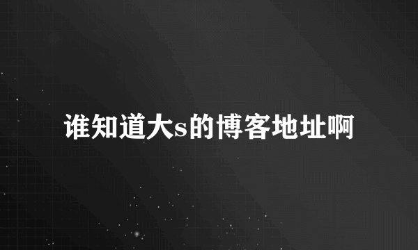 谁知道大s的博客地址啊