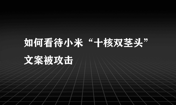 如何看待小米“十核双茎头”文案被攻击