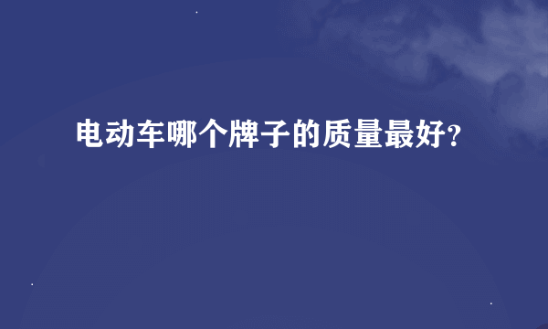 电动车哪个牌子的质量最好？