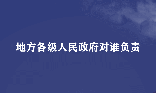 地方各级人民政府对谁负责